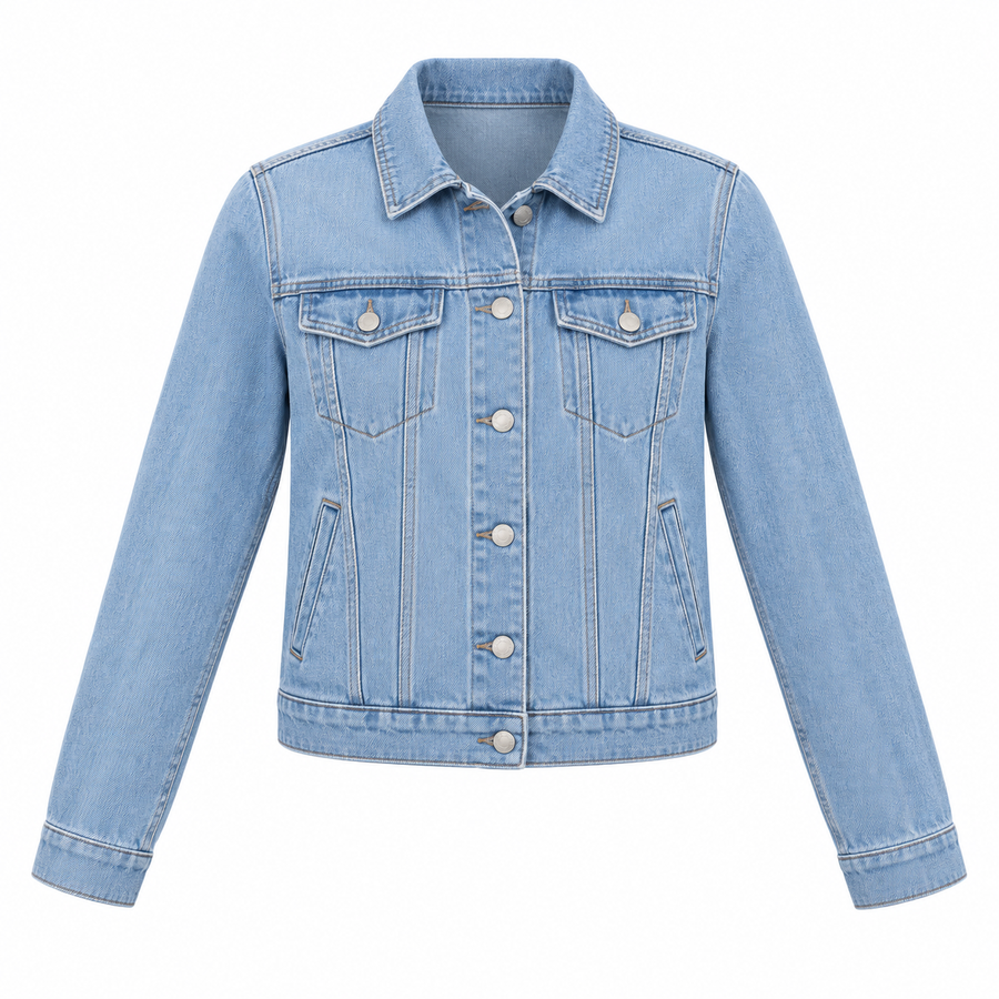 Light Blue Cotton Denim Trucker Jacket