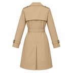 Beige Cotton Blend Belted Trench Coat - back view