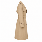 Beige Cotton Blend Belted Trench Coat - side view