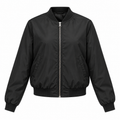 Black Nylon Zip Bomber Jacket - front view
