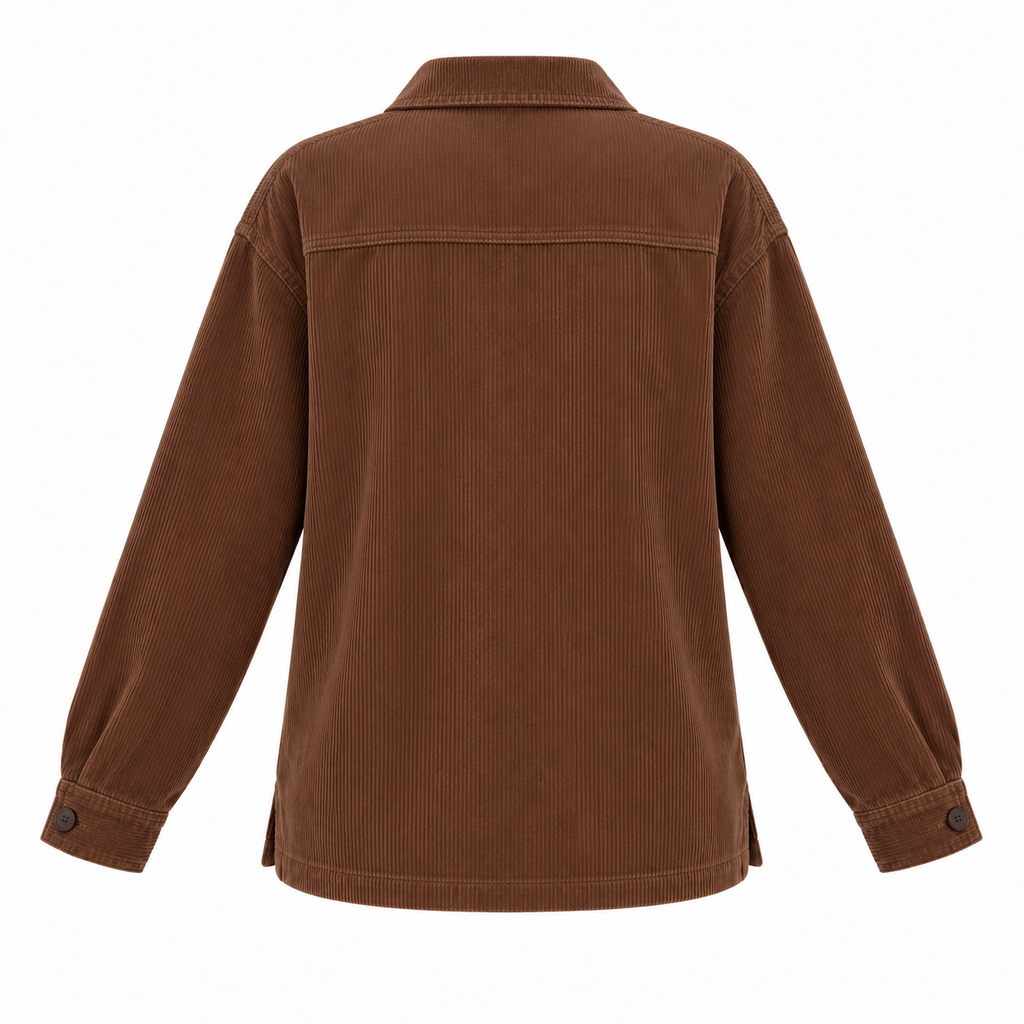 Brown Cotton Corduroy Shirt Jacket - back view