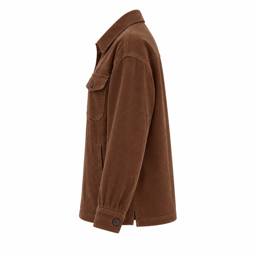 Brown Cotton Corduroy Shirt Jacket - side view