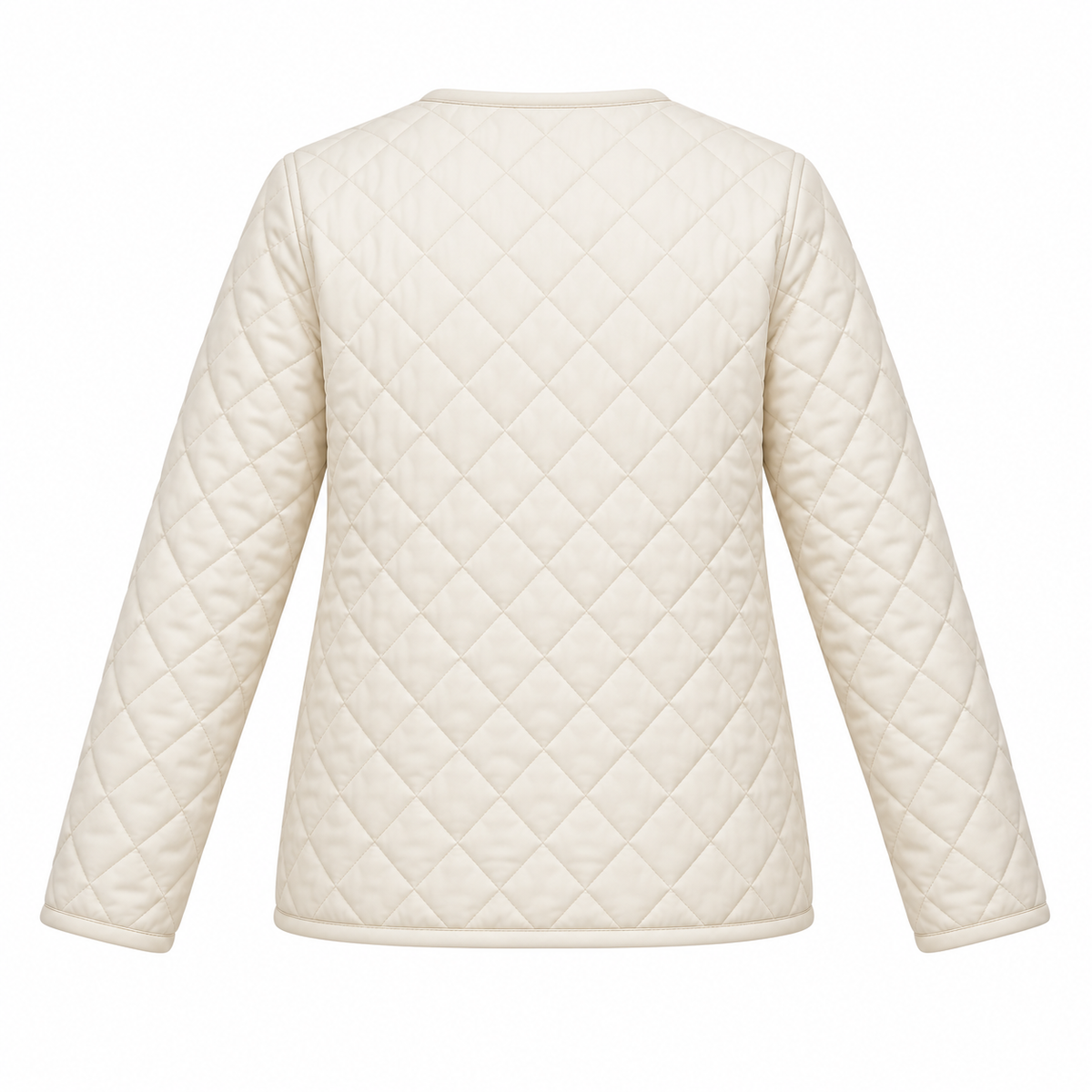 Cream Polyester Diamond Quilted Jacket - back view