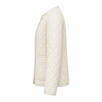 Cream Polyester Diamond Quilted Jacket - side view