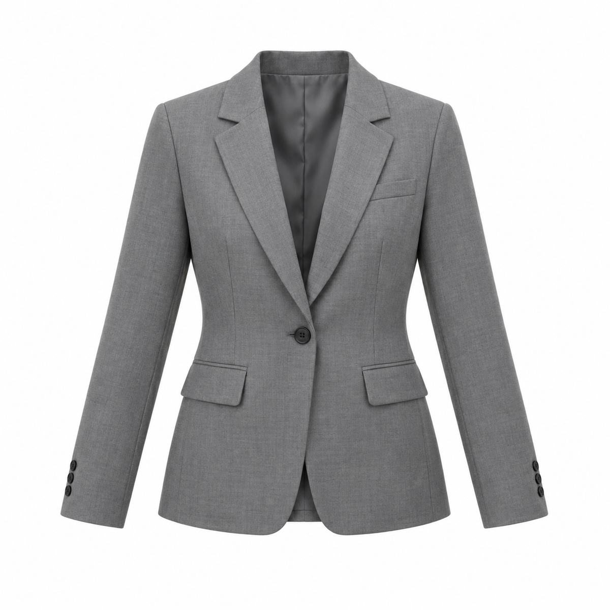 Grey Polyester Viscose Tailored Blazer - front view