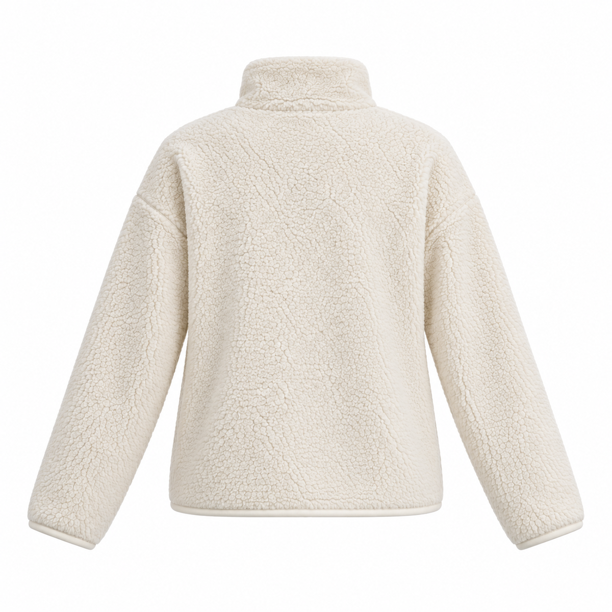 Ivory Polyester Sherpa Zip Jacket - back view
