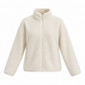 Ivory Polyester Sherpa Zip Jacket - front view