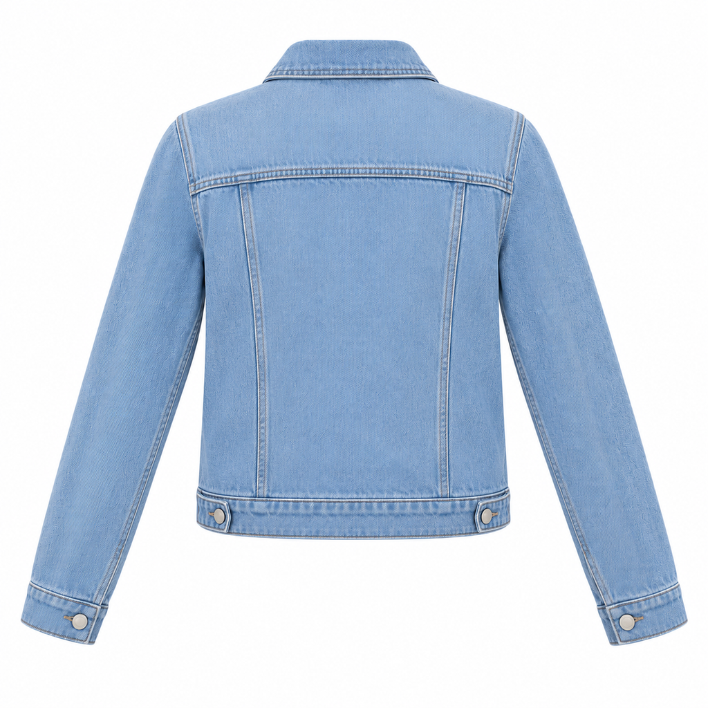Light Blue Cotton Denim Trucker Jacket - back view