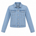 Light Blue Cotton Denim Trucker Jacket - front view