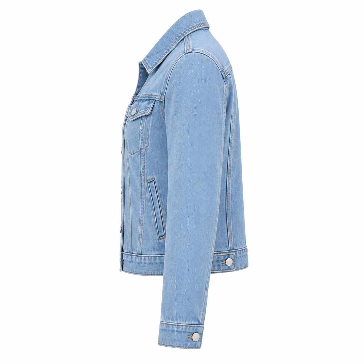 Light Blue Cotton Denim Trucker Jacket - side view