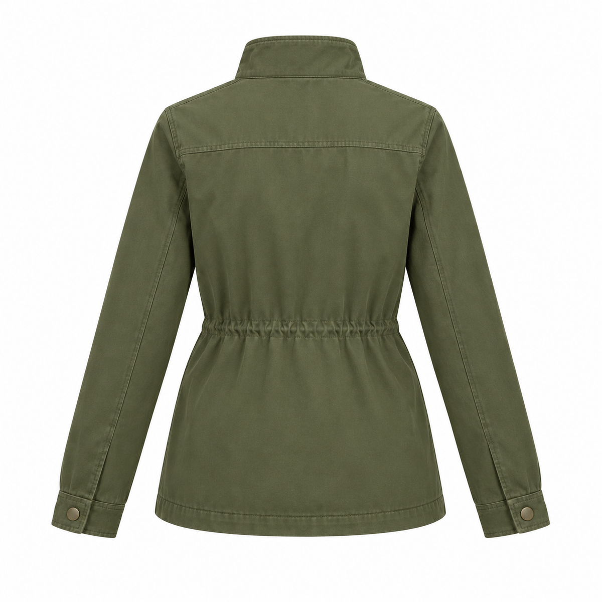 Olive Cotton Twill Utility Jacket - back view
